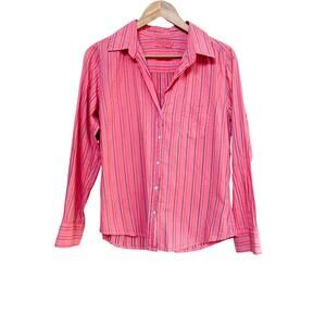 Velvet by Graham & Spencer Pink Striped Shirt Womens sz S Preppy Feminine